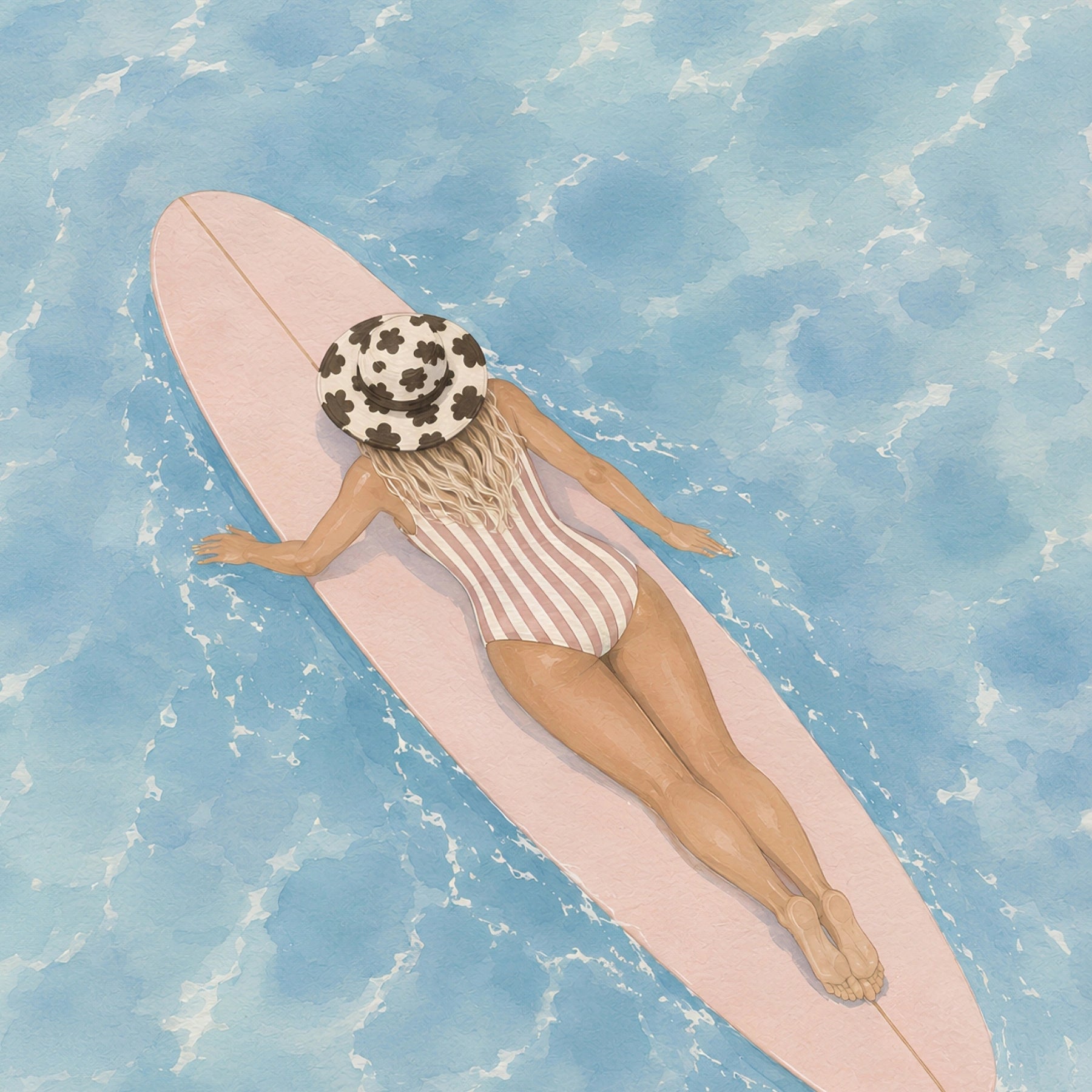 Coastal Surfer Girl Print