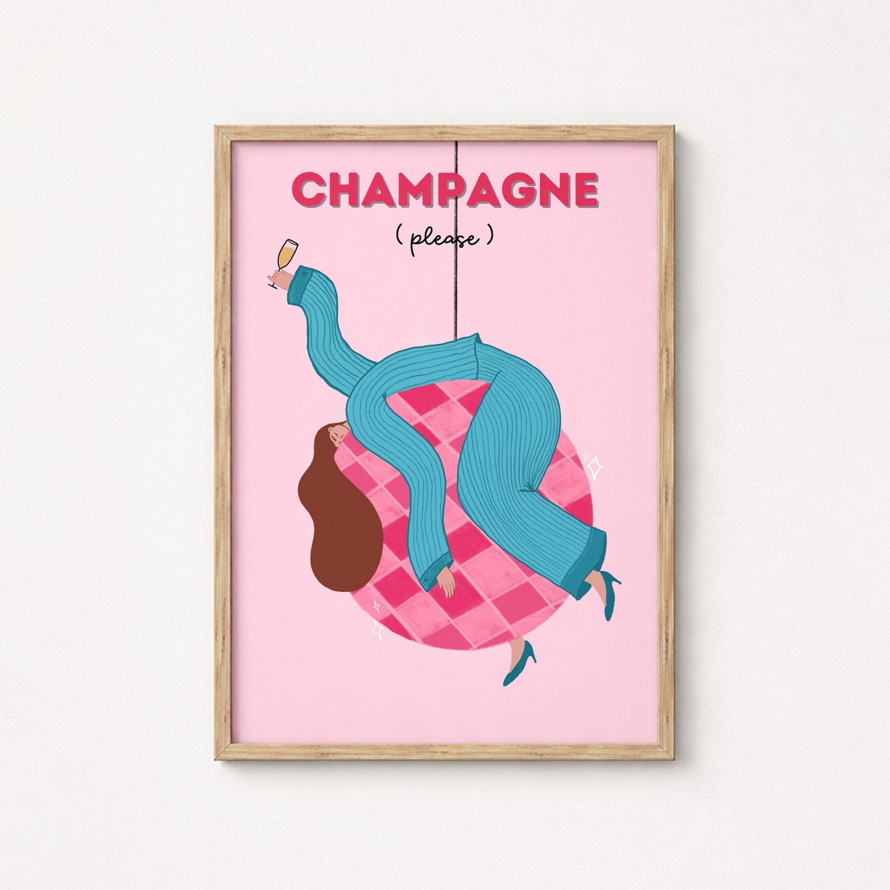 Champagne Please Wall Art – Disco Ball Print