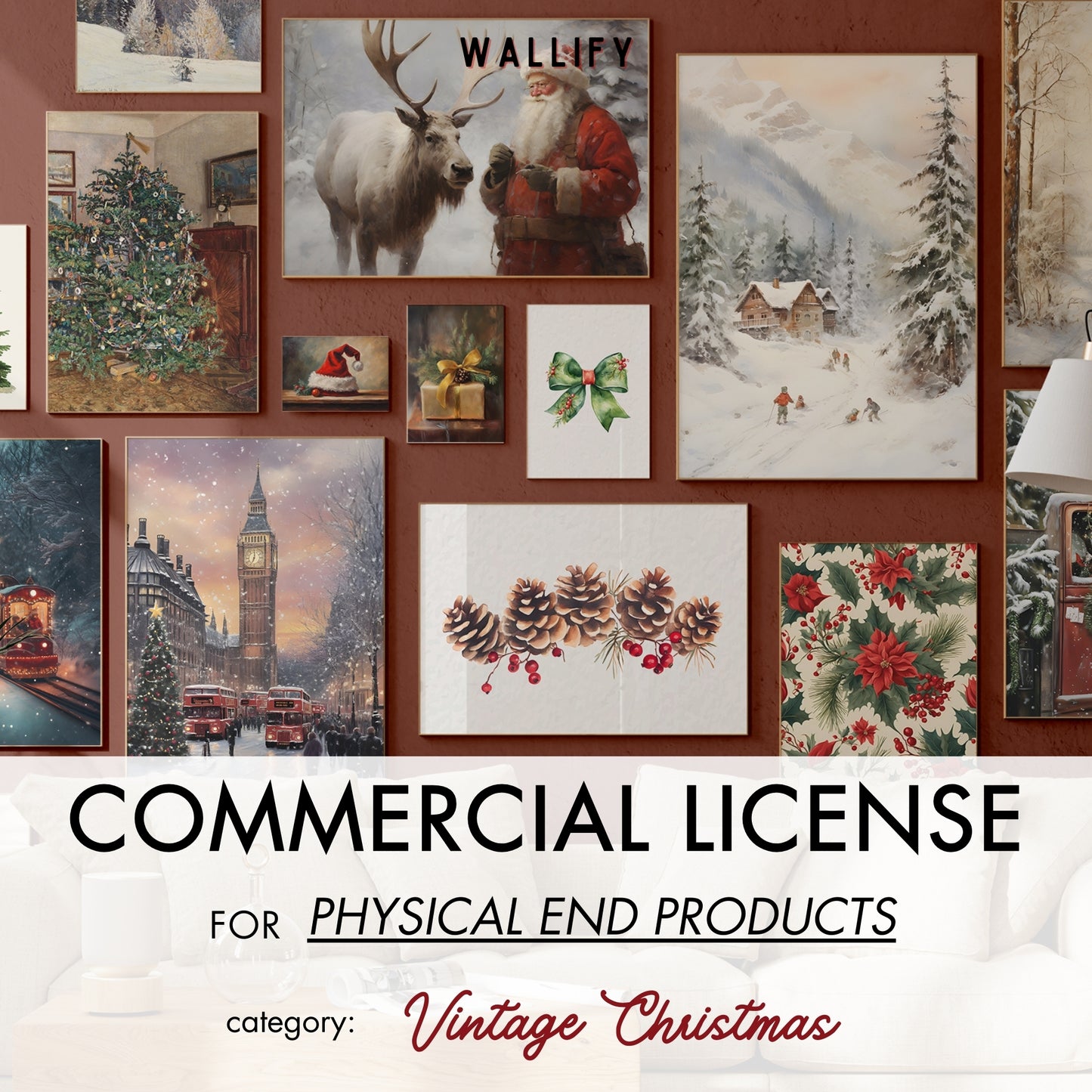 Vintage Christmas and Winter Commercial License, over 500 prints