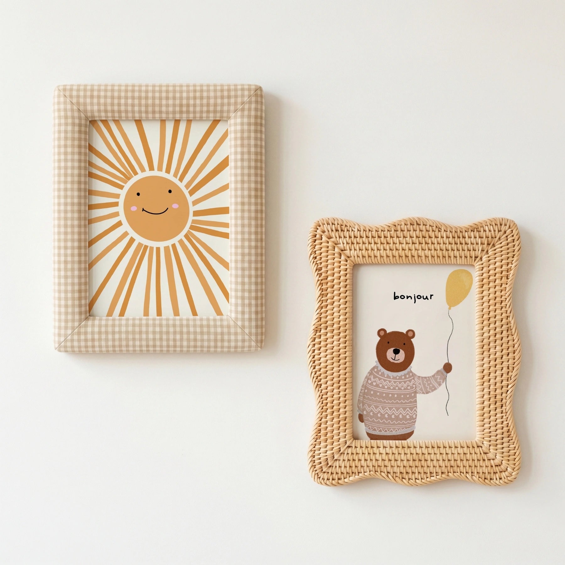 Set di 2 stampe da parete sole e orso per cameretta