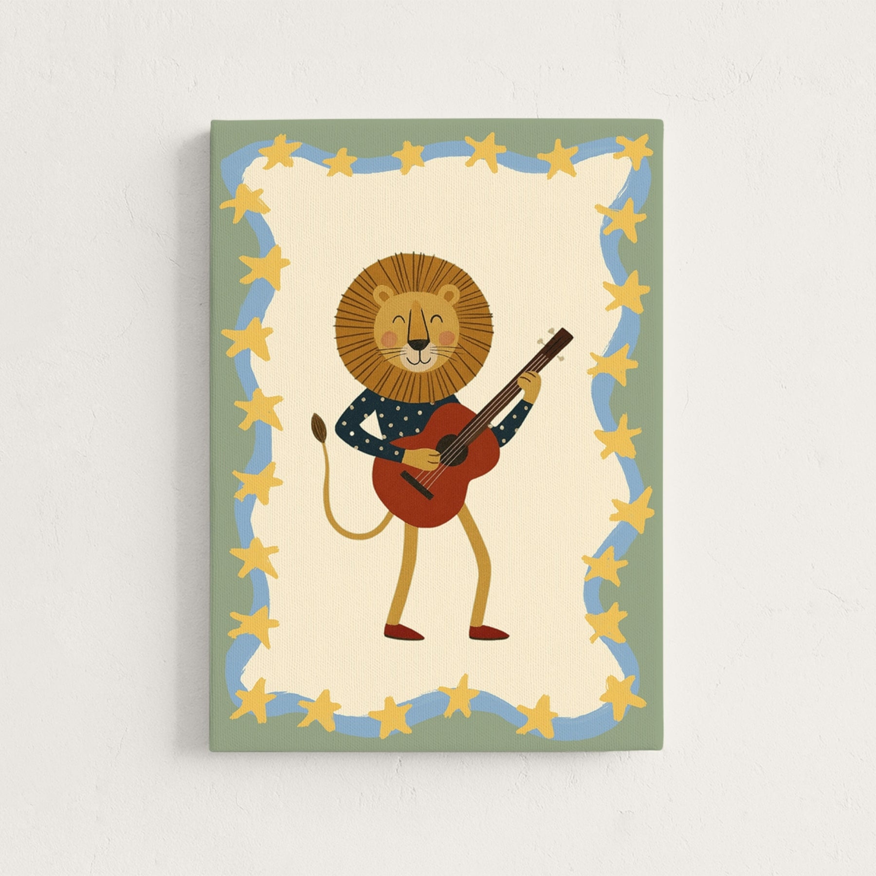 Lion Playing Guitar Nursery Canvas Print
