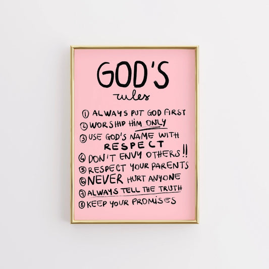 God's Rules Wall Art – Christian Commandments Poster