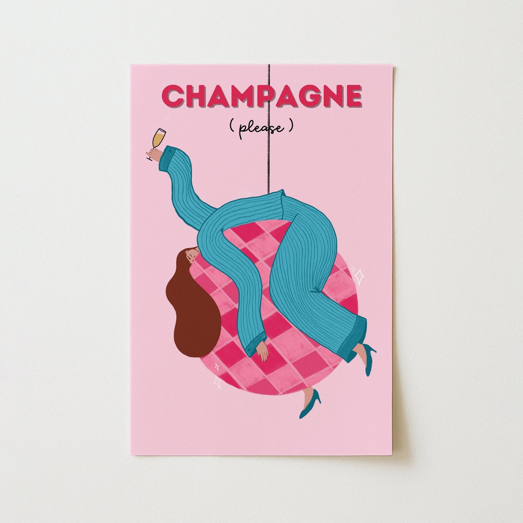 Champagne Please Wall Art – Disco Ball Print