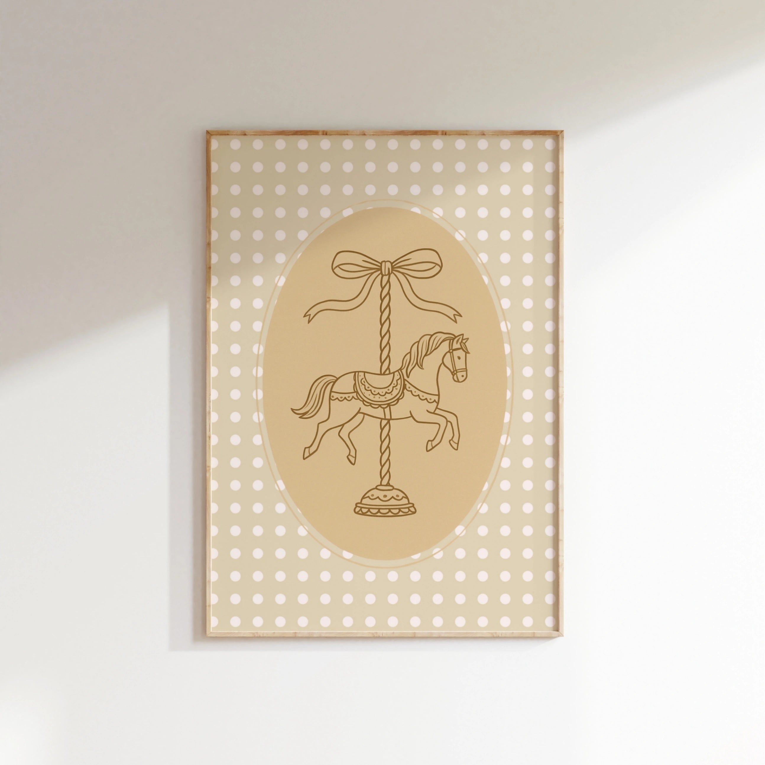 Rocking Horse Nursery Print - Cute Carousel Wall Art for Kids, Vintage Nursery Decor