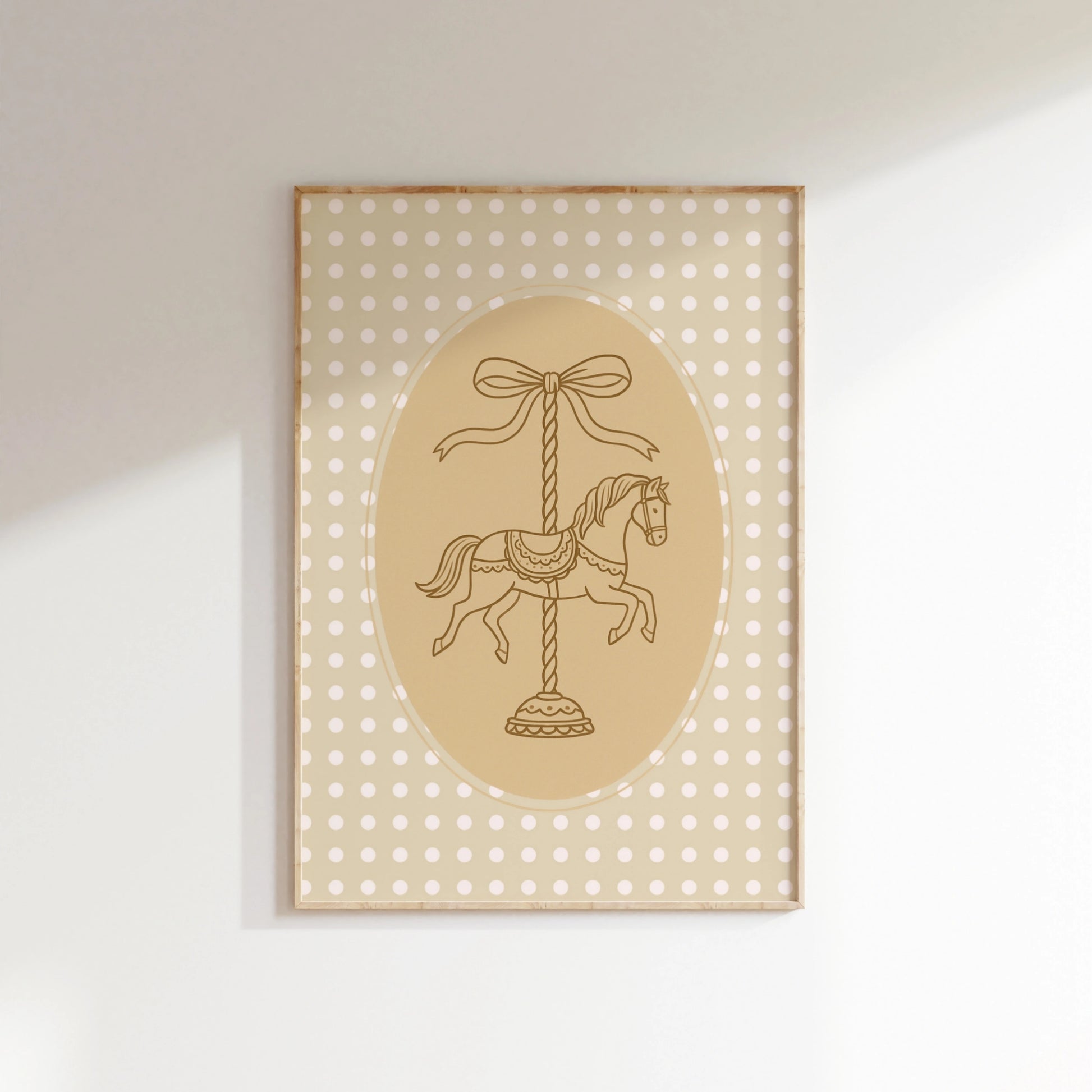 Stampa Nido D'Infanzia Cavallo A Dondolo - Simpatico Carosello Arte Murale Per Bambini, Decorazione Nido D'Infanzia Vintage
