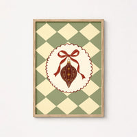 Vintage Christmas Ornament with Red Bow – Póster de Navidad