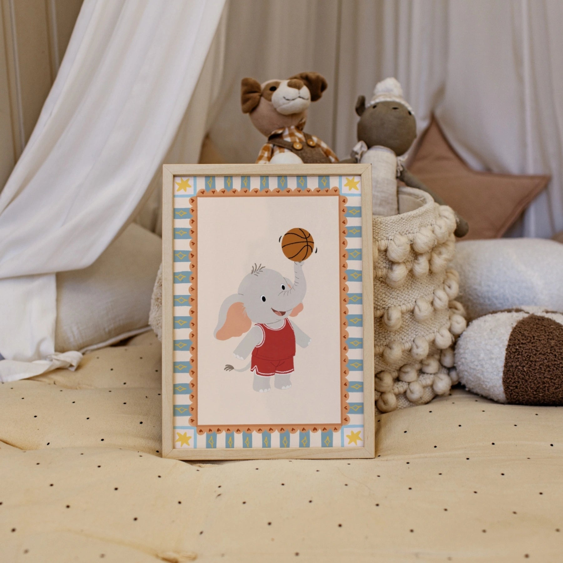 Basketball Elephant Nursery Print