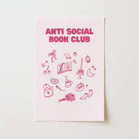 Anti Social Book Club  – Pink Bookish Print