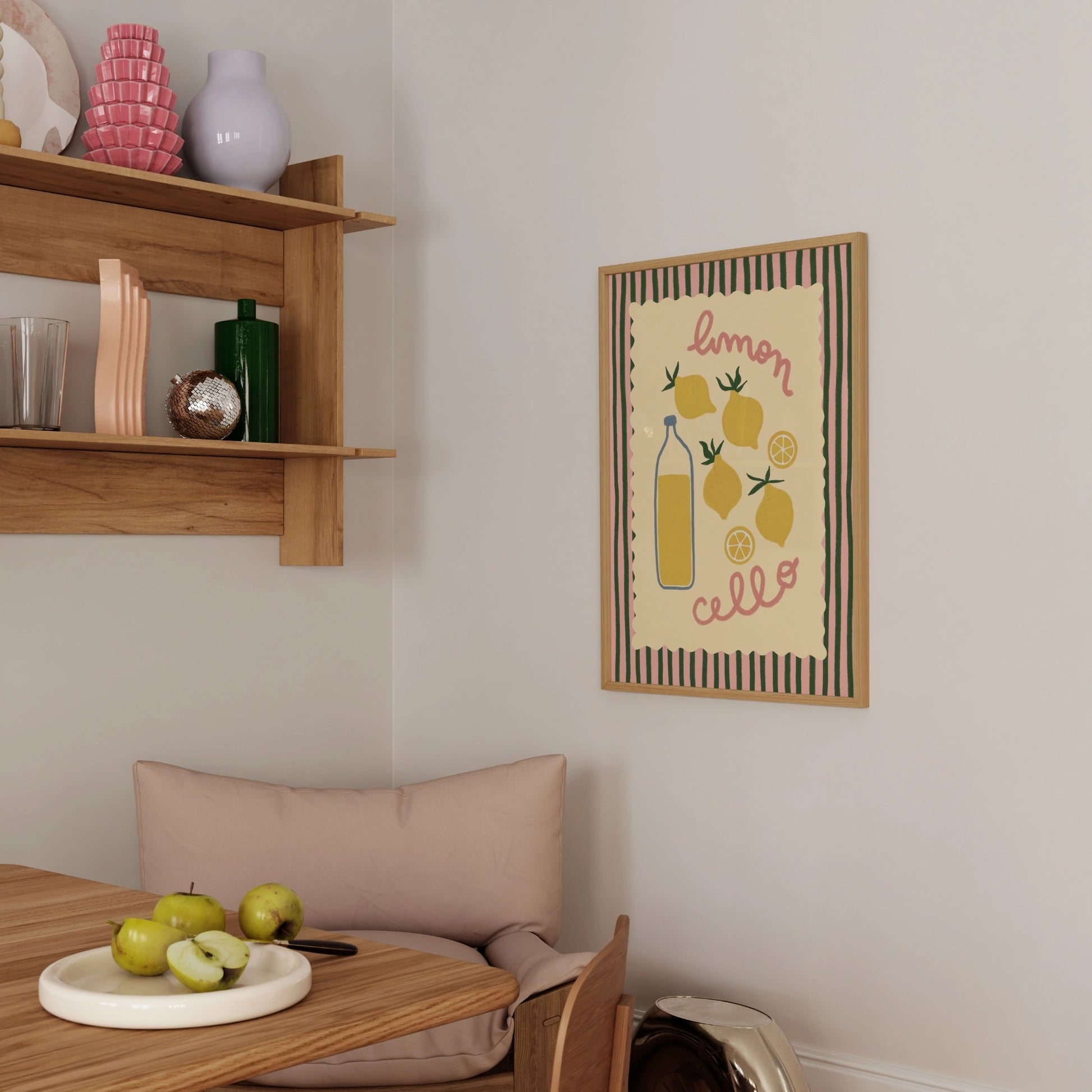 Decorazione murale per la tavola da pranzo italiana – Stampa di pasta, vino e cucina