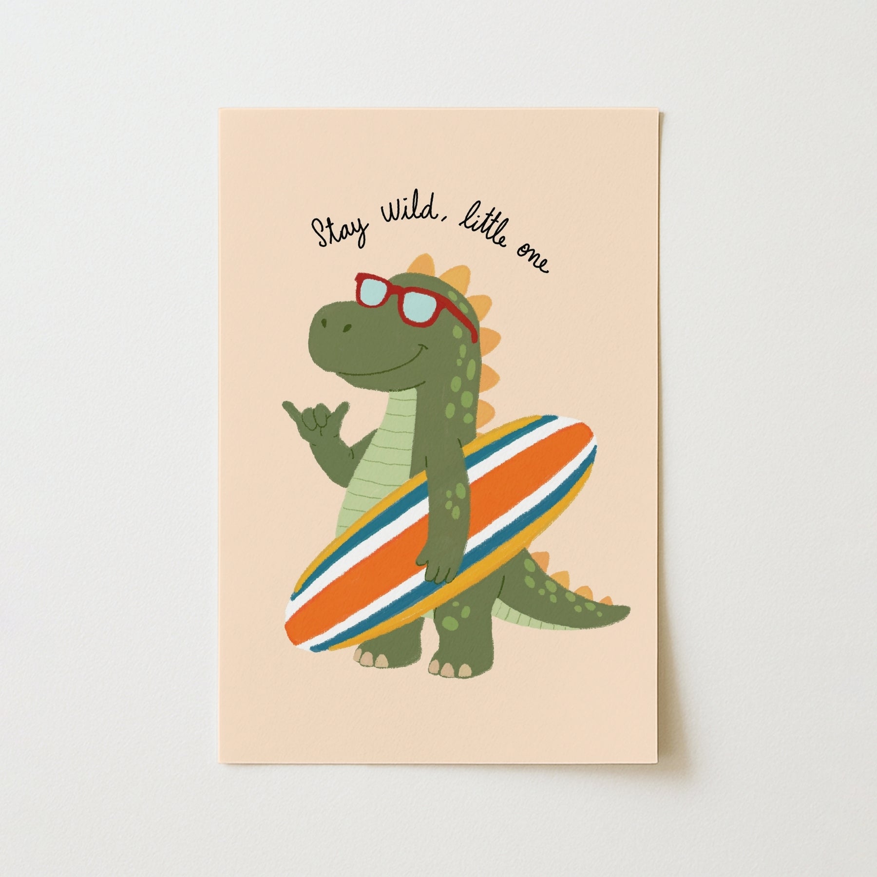 Surfing Dinosaur Nursery Print