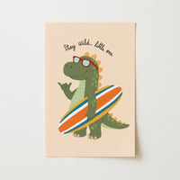 Surfing Dinosaur Nursery Print