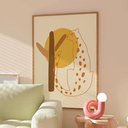 Desert Cheetah Boho Wall Art – Minimal Safari Inspired Animal Print