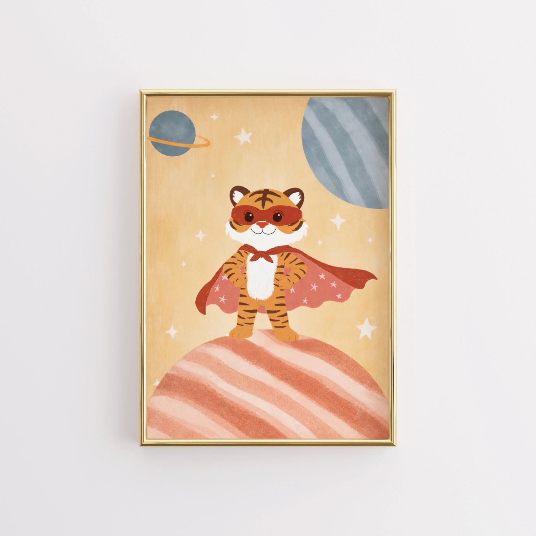 Arte murale per bambini con tigre supereroe