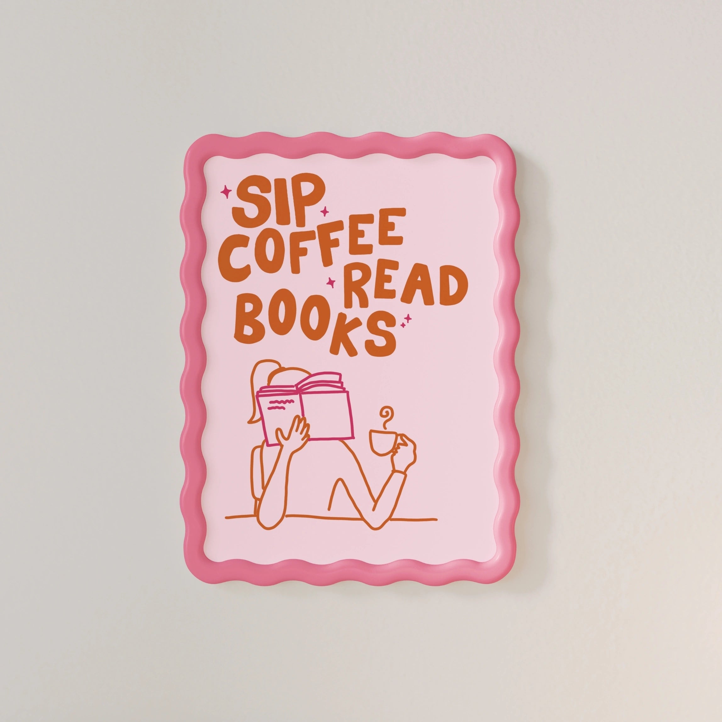 Sorseggia un caffè, leggi libri, stampa – Poster di lettura accogliente
