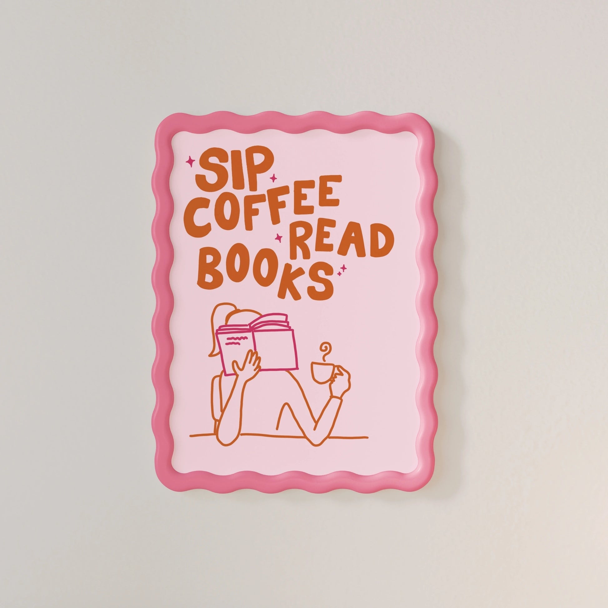 Affiche « Siroter un café, lire des livres » – Affiche de lecture confortable
