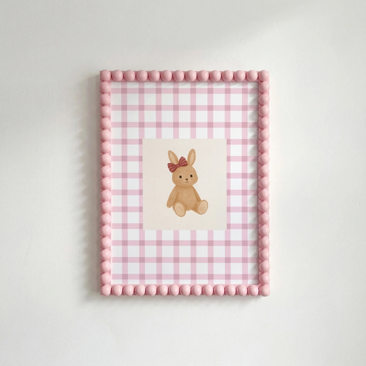 Cute Brown Rabbit Wall Art, Colorful Kids Decor