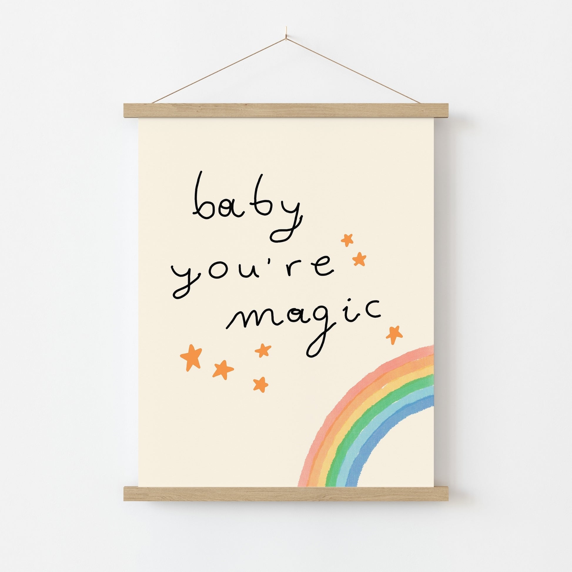 Décoration murale « Baby You're Magic » – Impression arc-en-ciel pour chambre d'enfant
