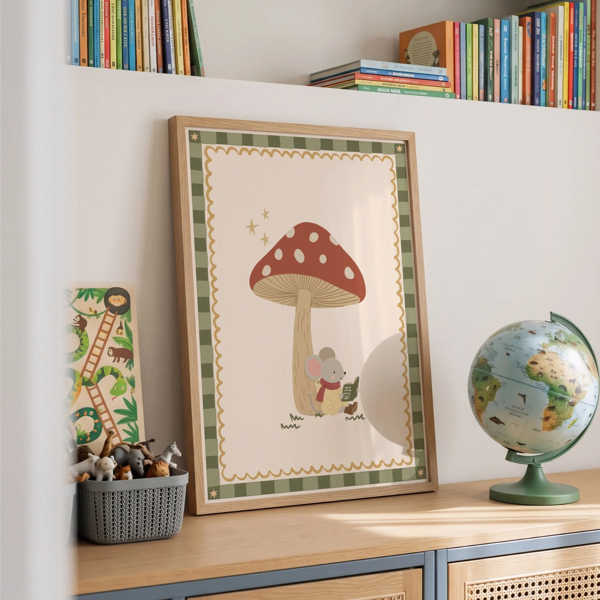 Little Mouse Under Mushroom – Nursery & Kids Wall Art
