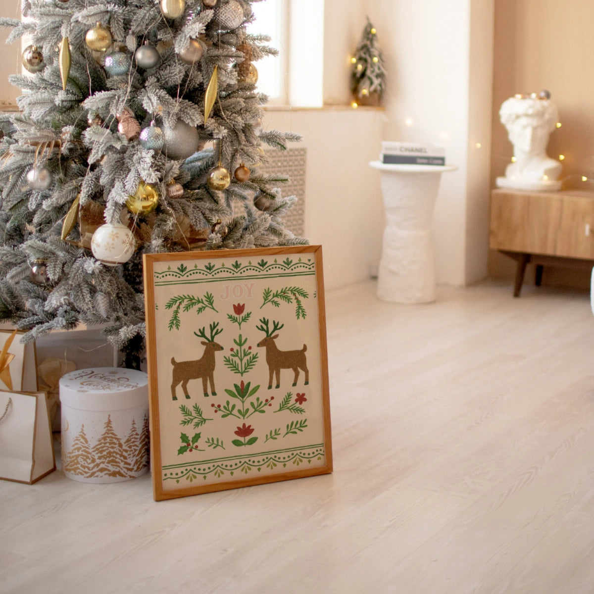 Joy Reindeer Christmas Print