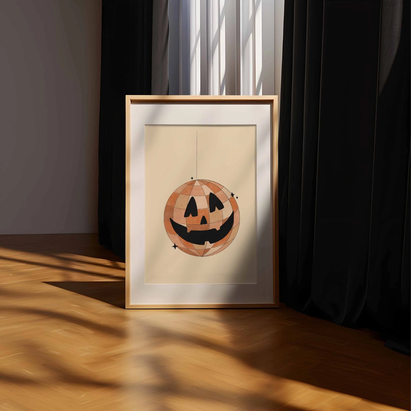 Jack-O'-Lantern Disco Ball Print – Halloween Wall Art