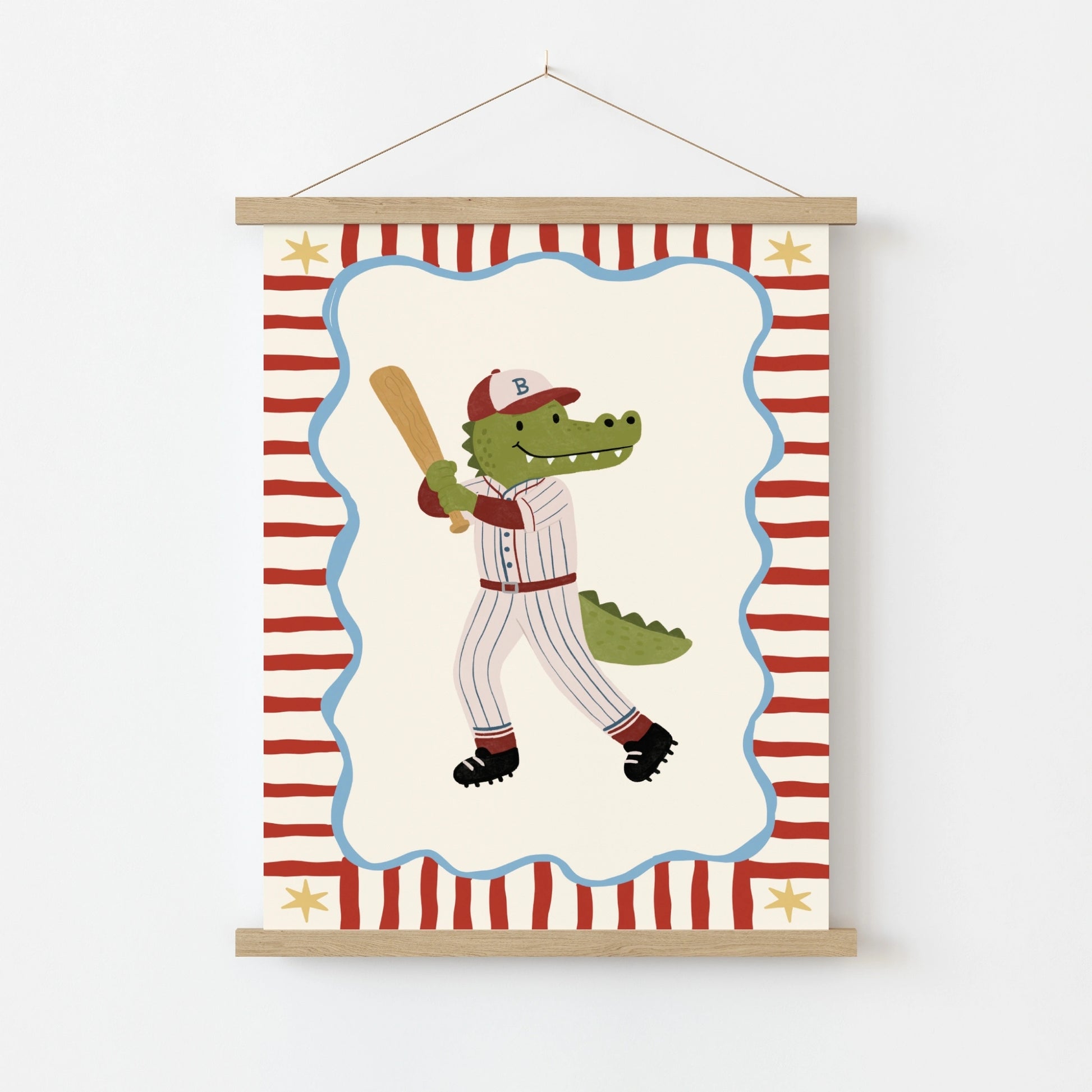 Baseball Crocodile Nursery Print