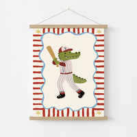 Baseball Crocodile Nursery Print