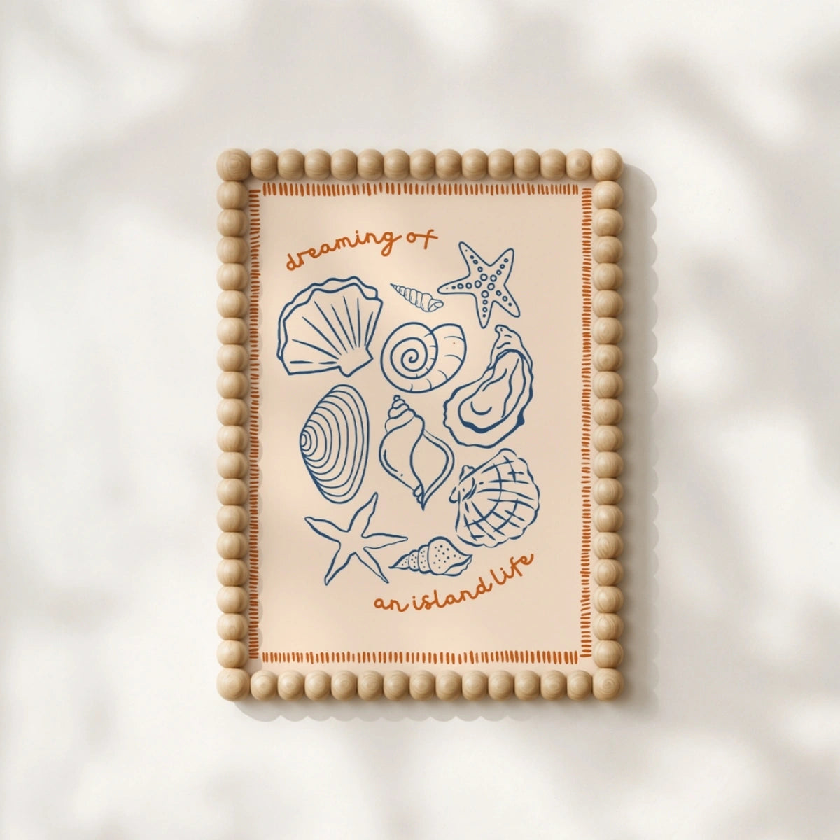 Island Life Shell Print – Peach Coastal Wall Art, Coastal Wall Decor