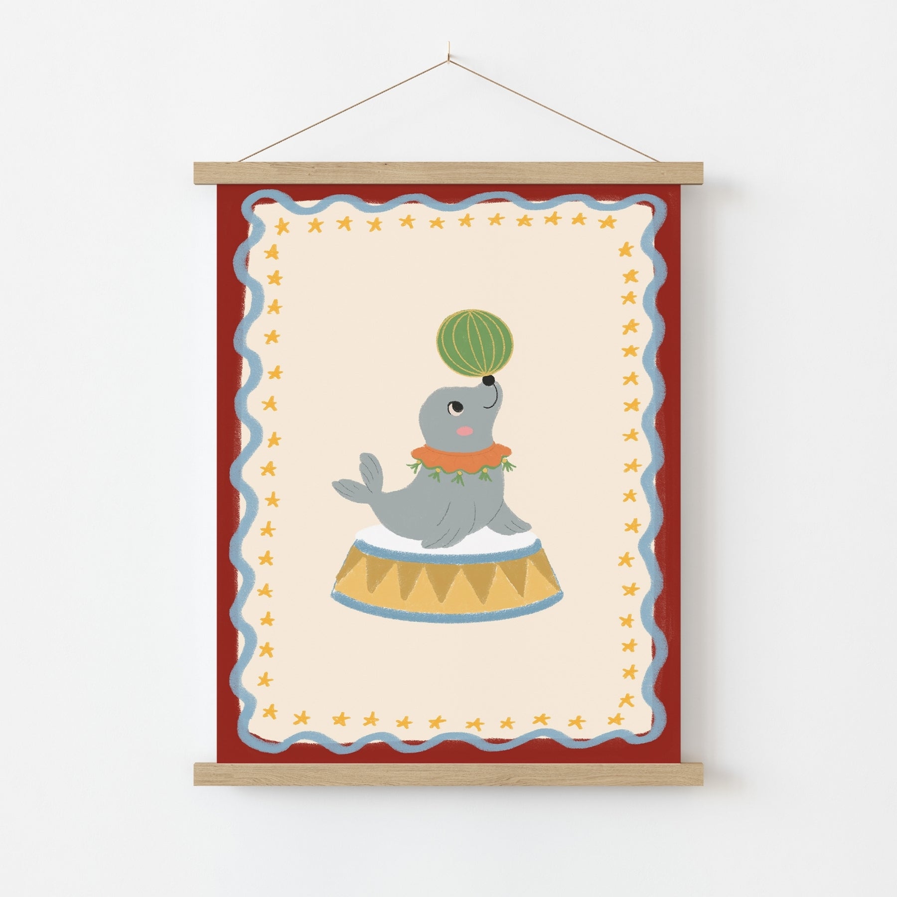 Stampa nursery con foca del circo