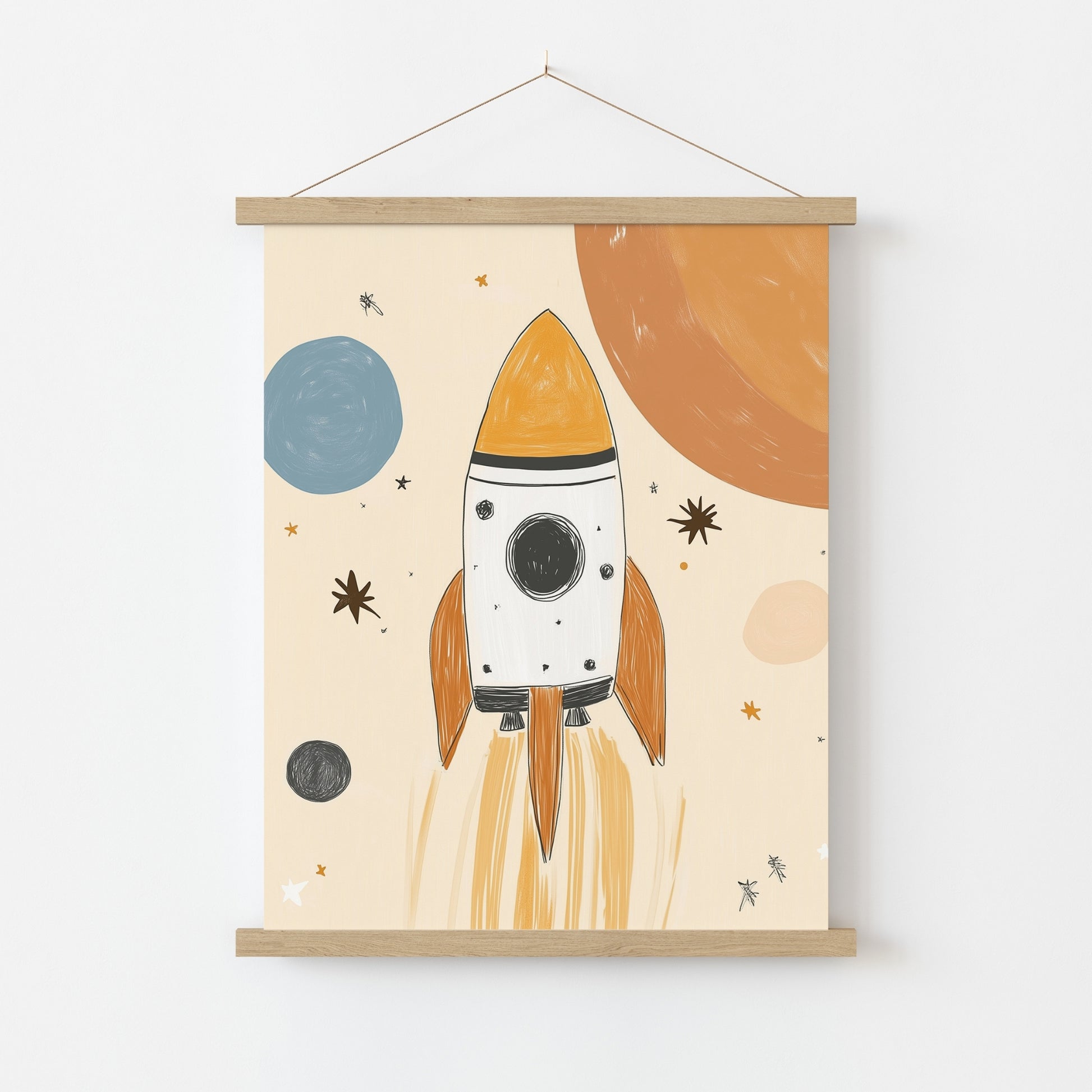 Rocket Ship Wall Art – Space Nursery Poster