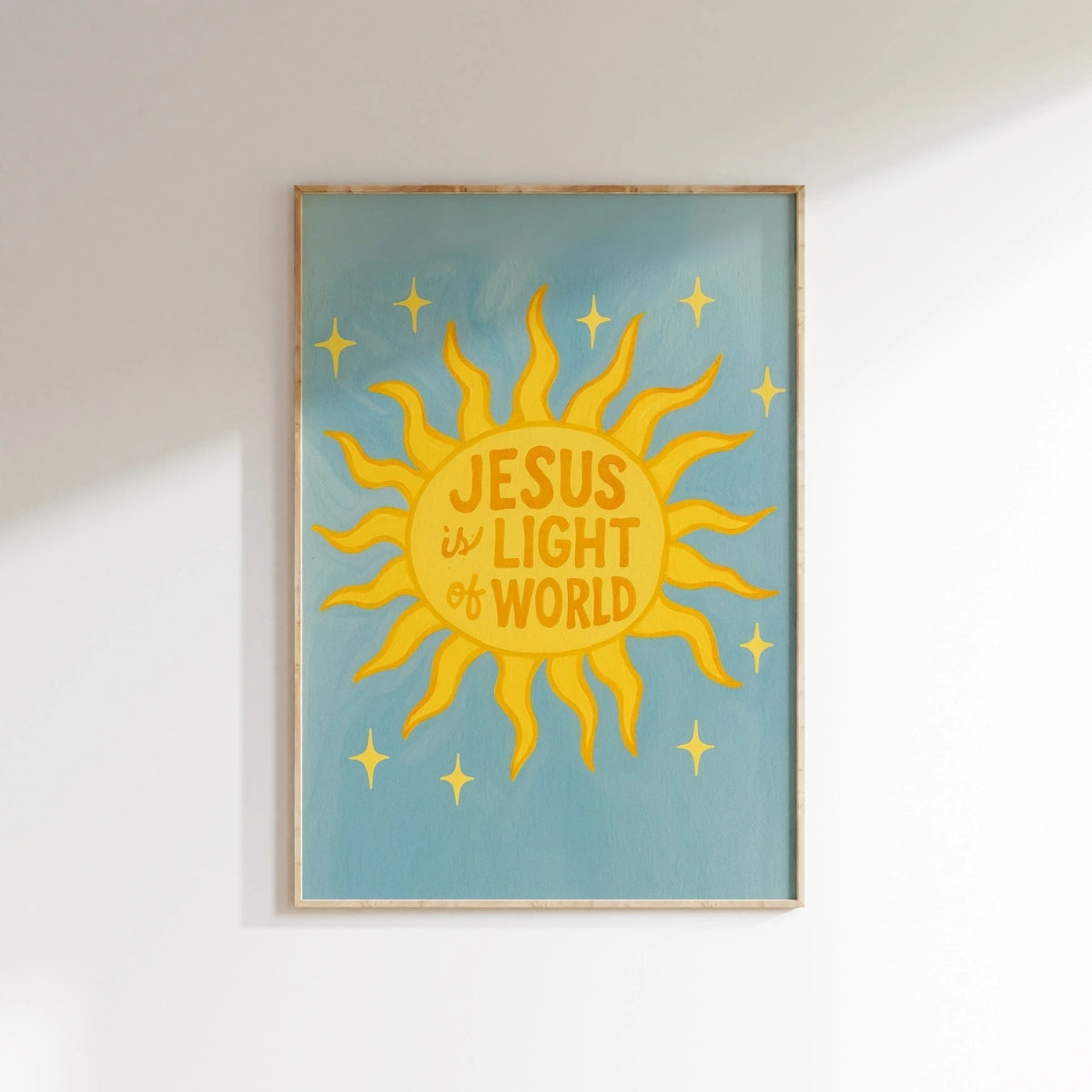 Décoration murale « Jésus est la lumière du monde » – Impression illustration soleil chrétien, Décoration murale chrétienne