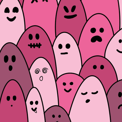 Kawaii Ghost Wall Art – Pink Halloween Print