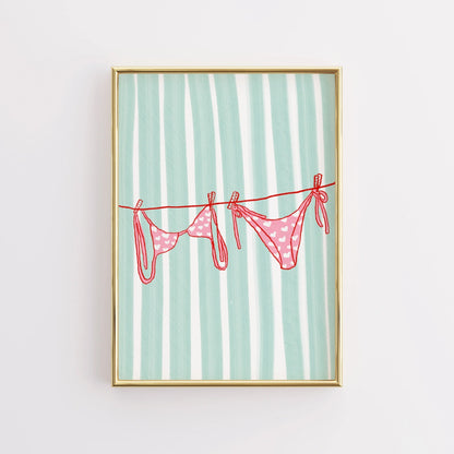 Pink Bikini Wall Art - Coastal Summer Print
