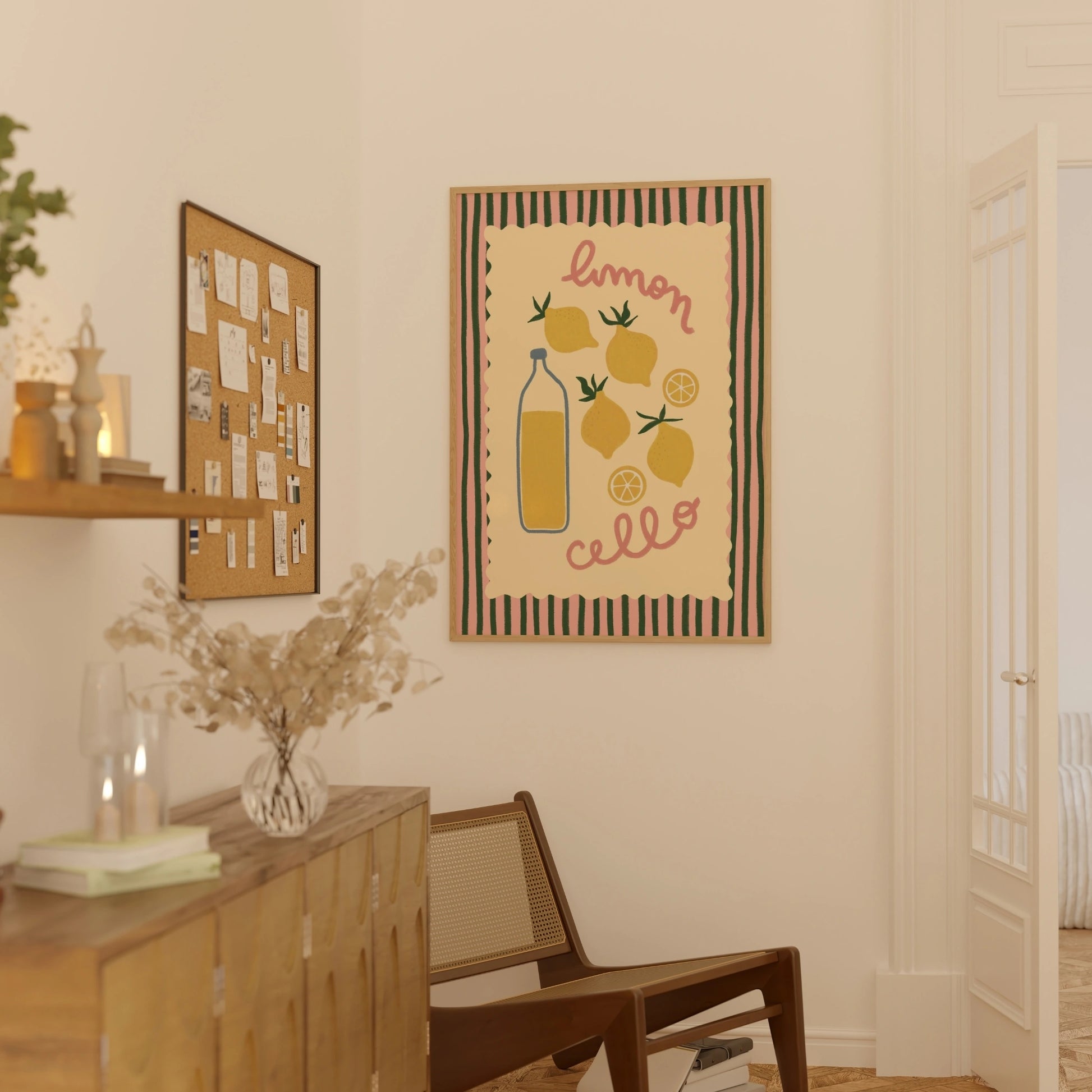 Decorazione murale per la tavola da pranzo italiana – Stampa di pasta, vino e cucina