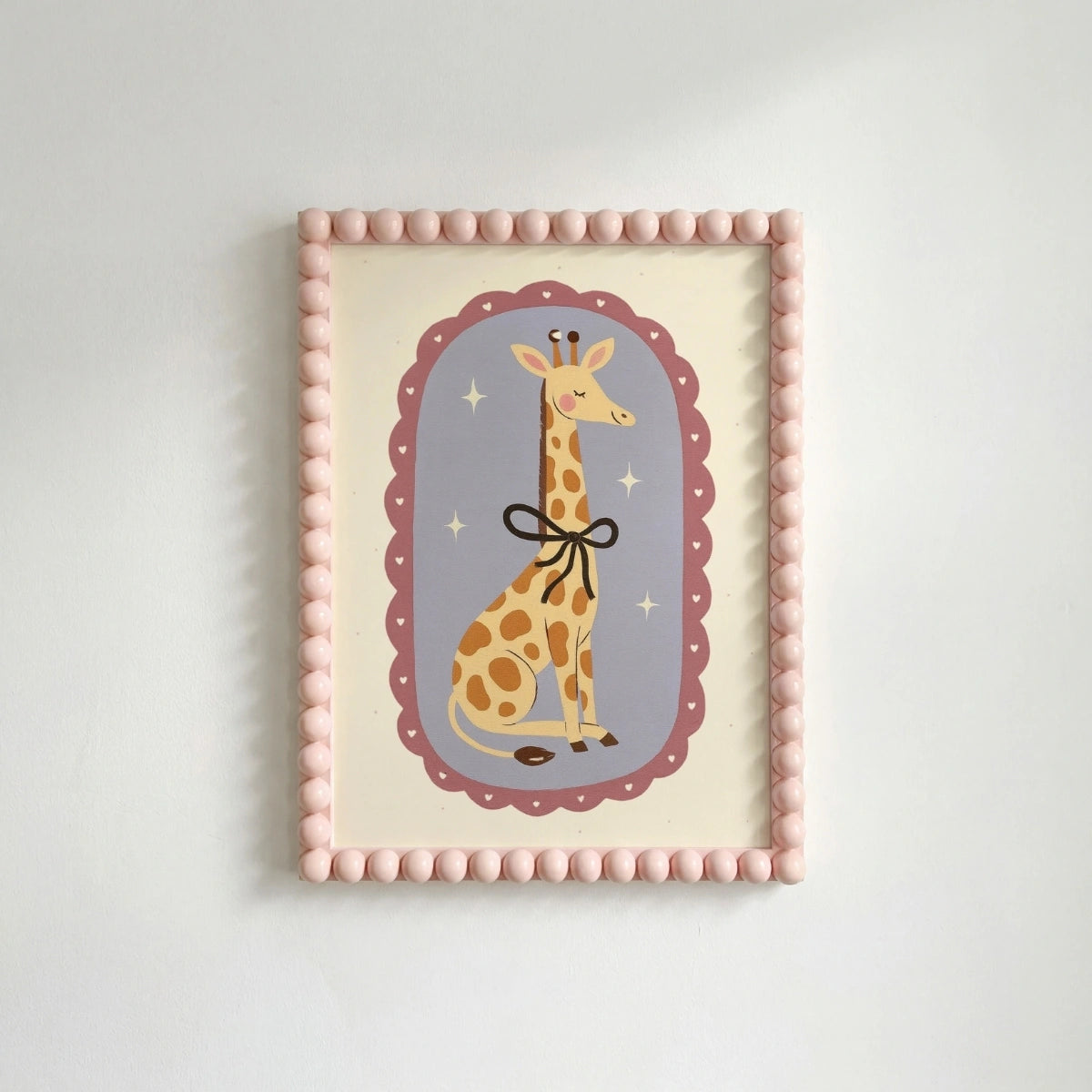 Giraffe Nursery Print - Cute Animal Wall Art with Bow, Colorful Kids Decor