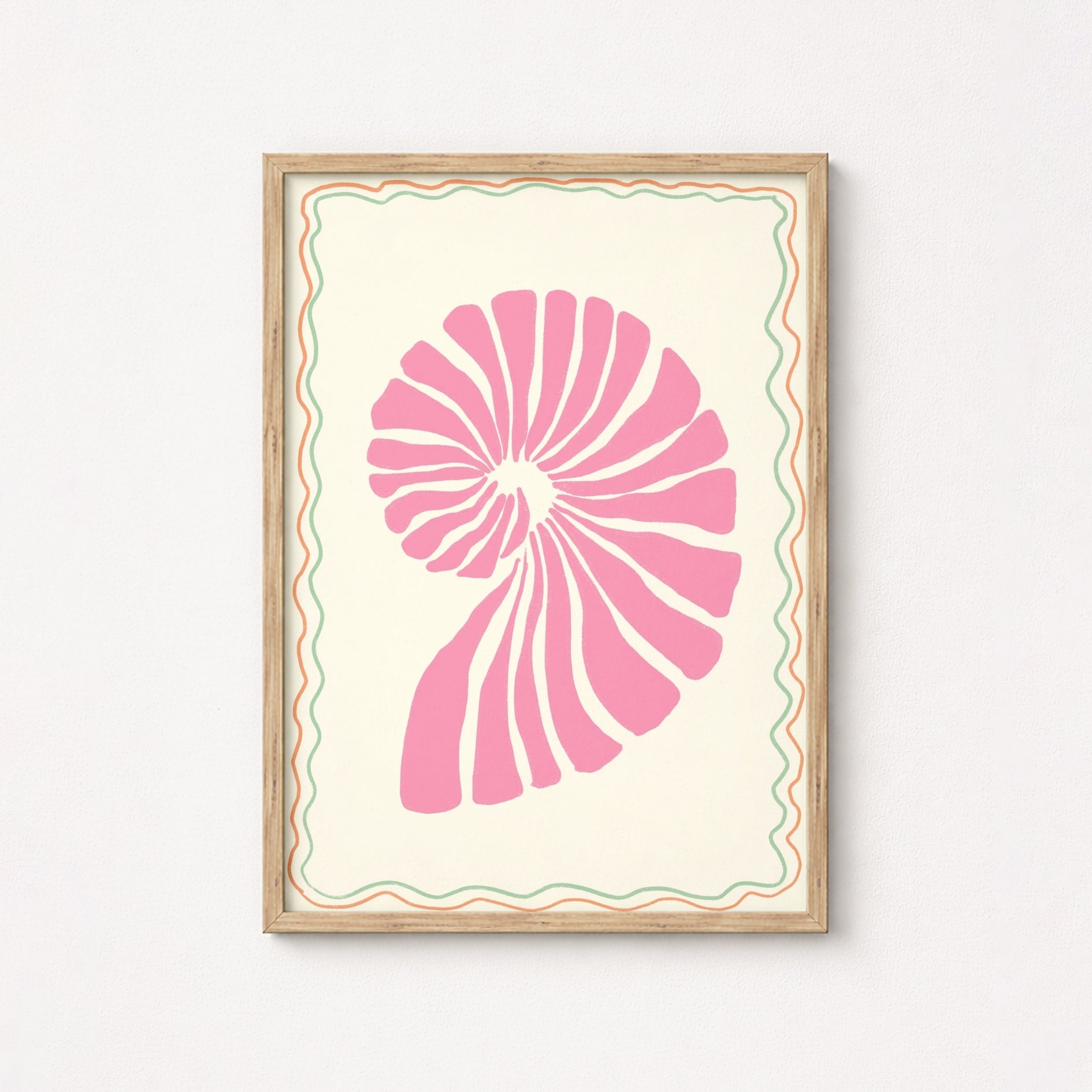 Pink Seashell Wall Art - Preppy Coastal Shell Print