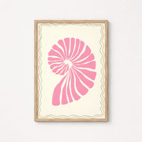 Pink Seashell Wall Art - Preppy Coastal Shell Print