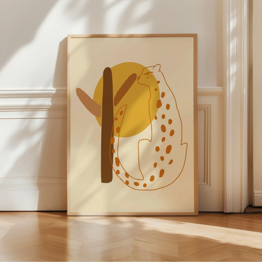 Desert Cheetah Boho Wall Art – Minimal Safari Inspired Animal Print