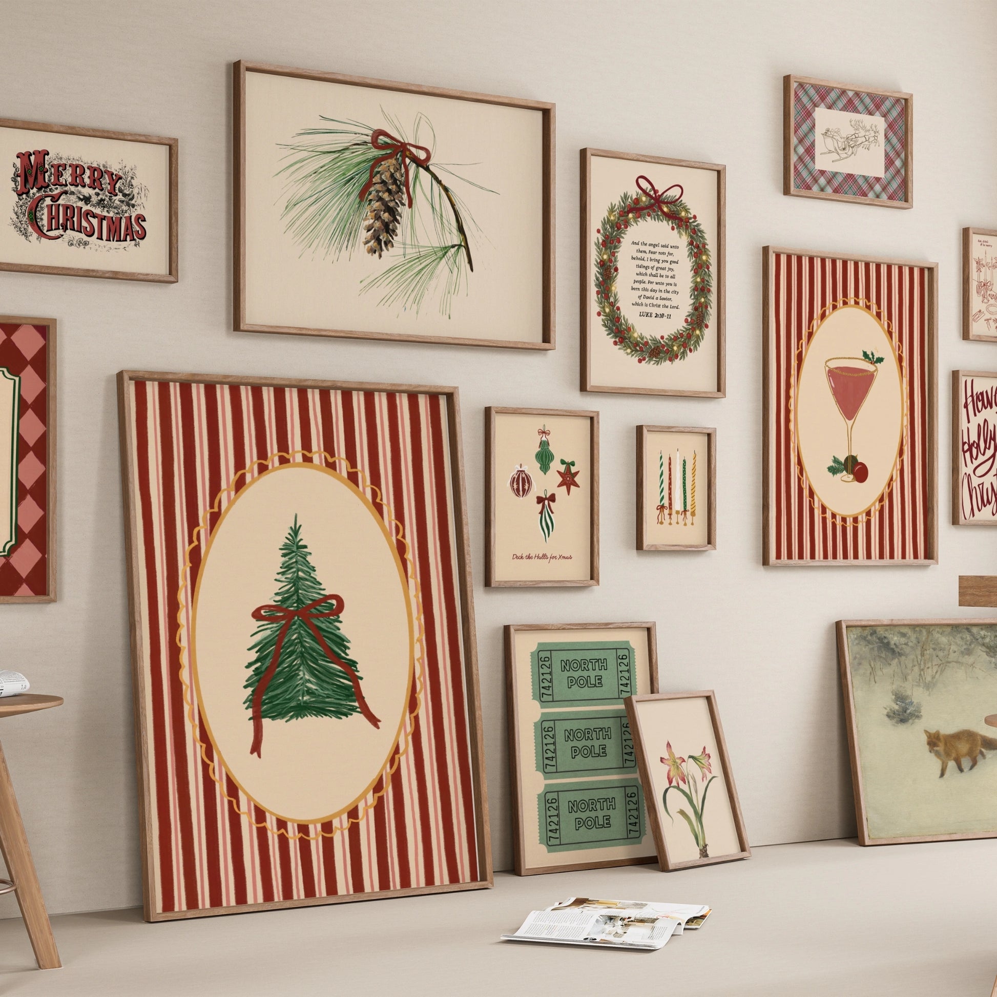 Set di 16 stampe vintage disegnate a mano per le vacanze