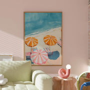 Retro Beach Umbrella - Poster costiero