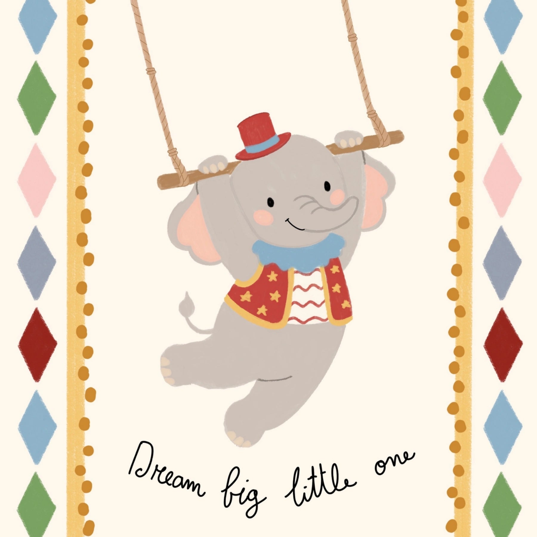 Lámina nursery con elefante de circo