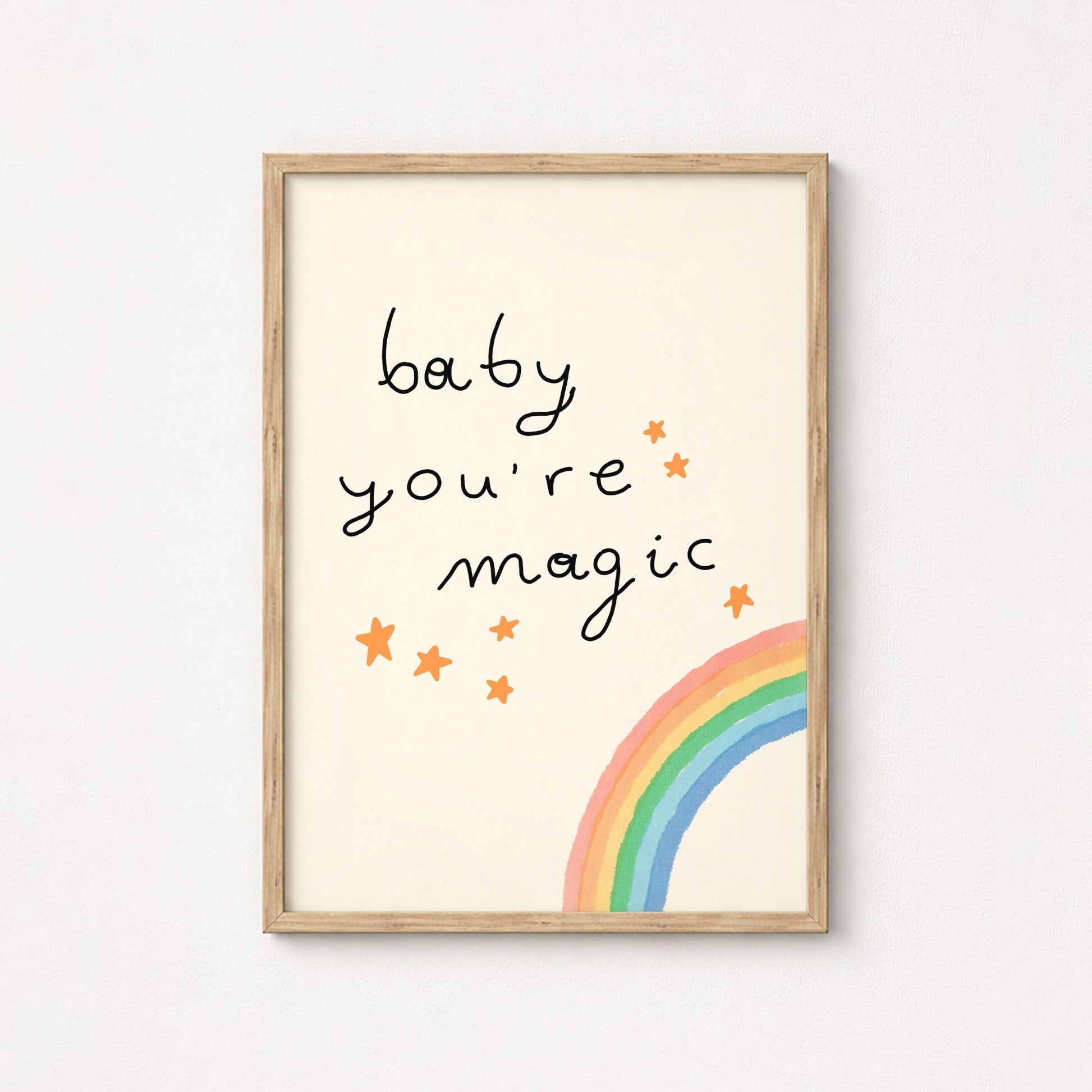 Décoration murale « Baby You're Magic » – Impression arc-en-ciel pour chambre d'enfant