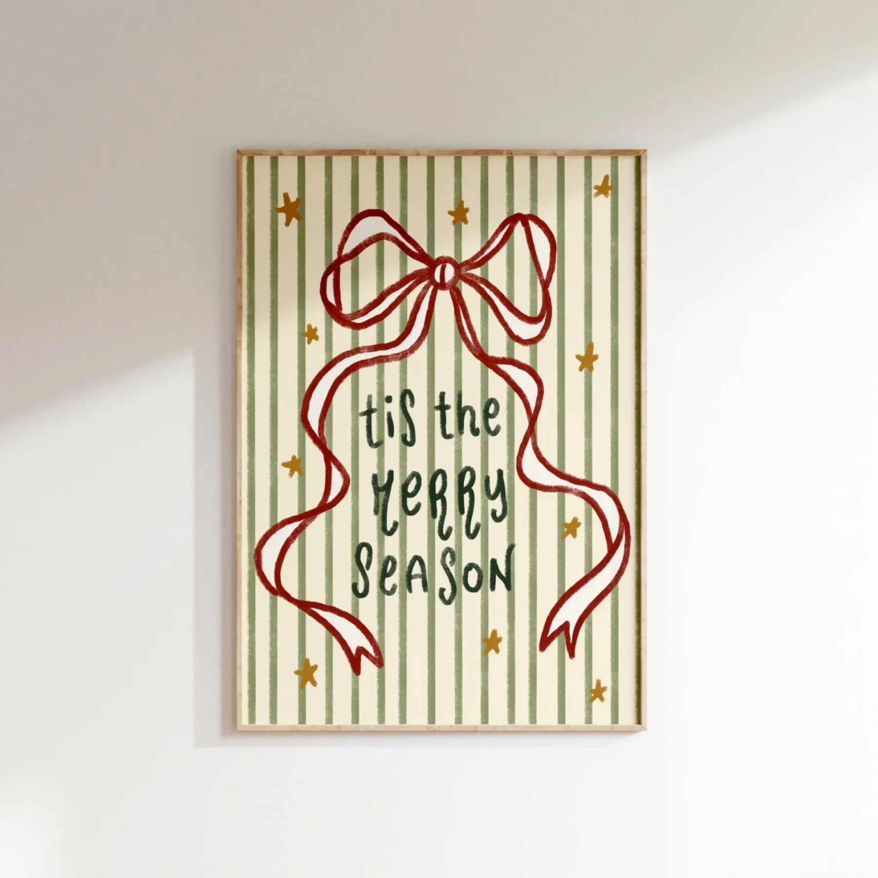 Tis the Merry Season with Striped Bow – Poster di Natale