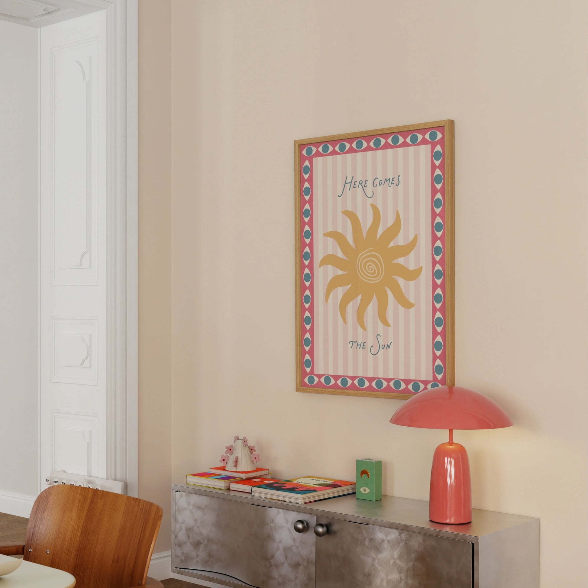 Pink Striped Sunshine Artwork