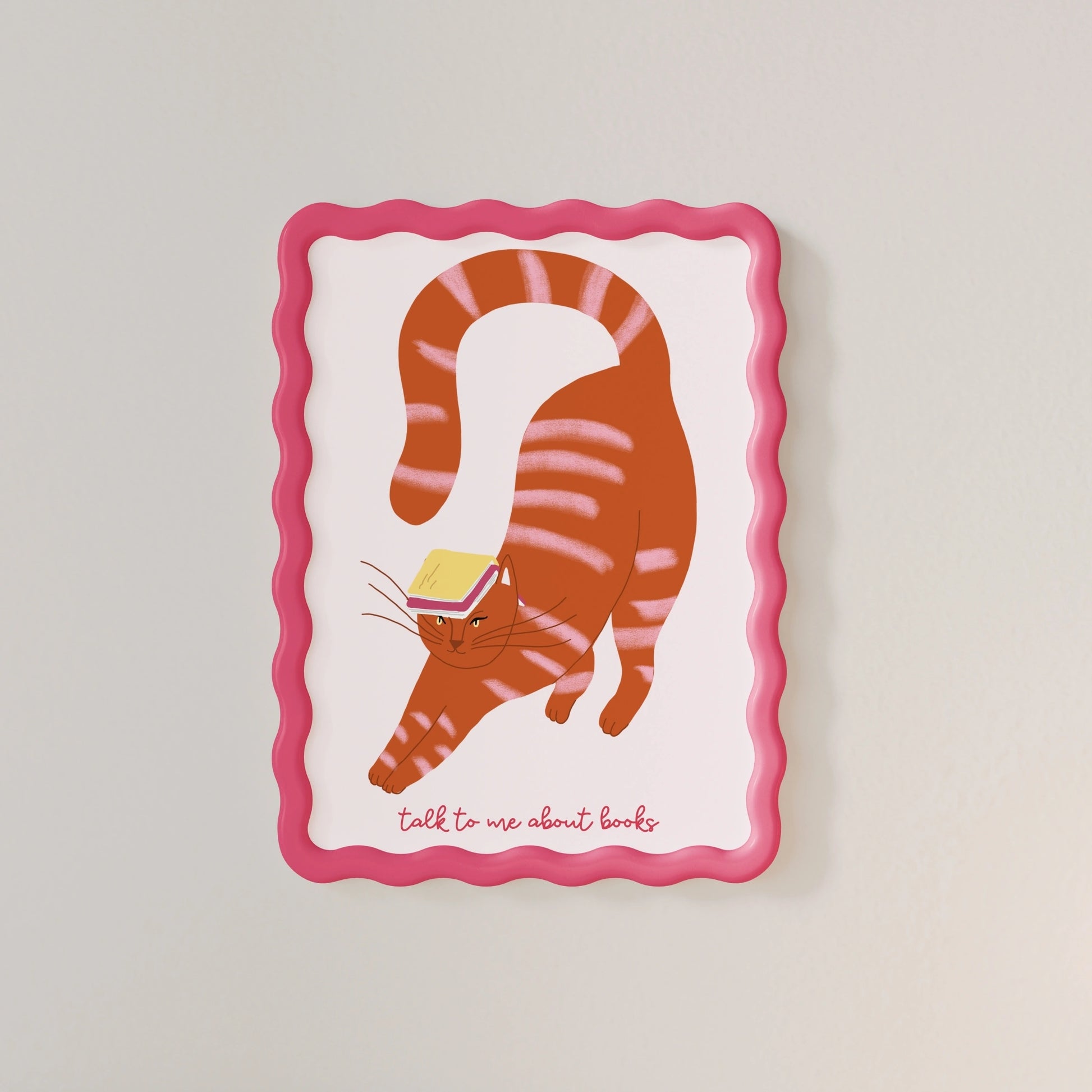 Talk to Me About Books Print – Funny Cat Poster for Book Lovers