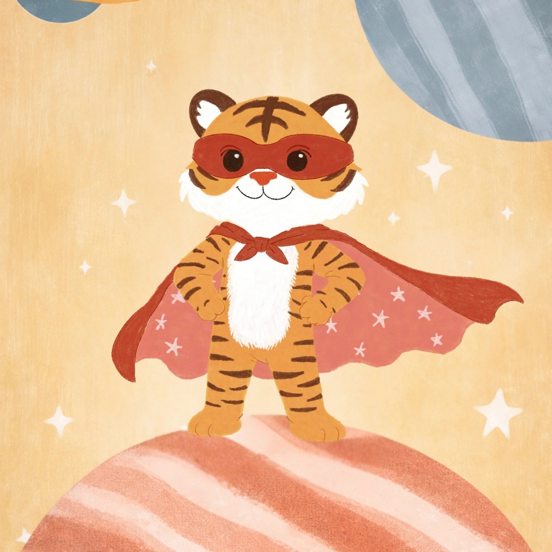 Arte murale per bambini con tigre supereroe