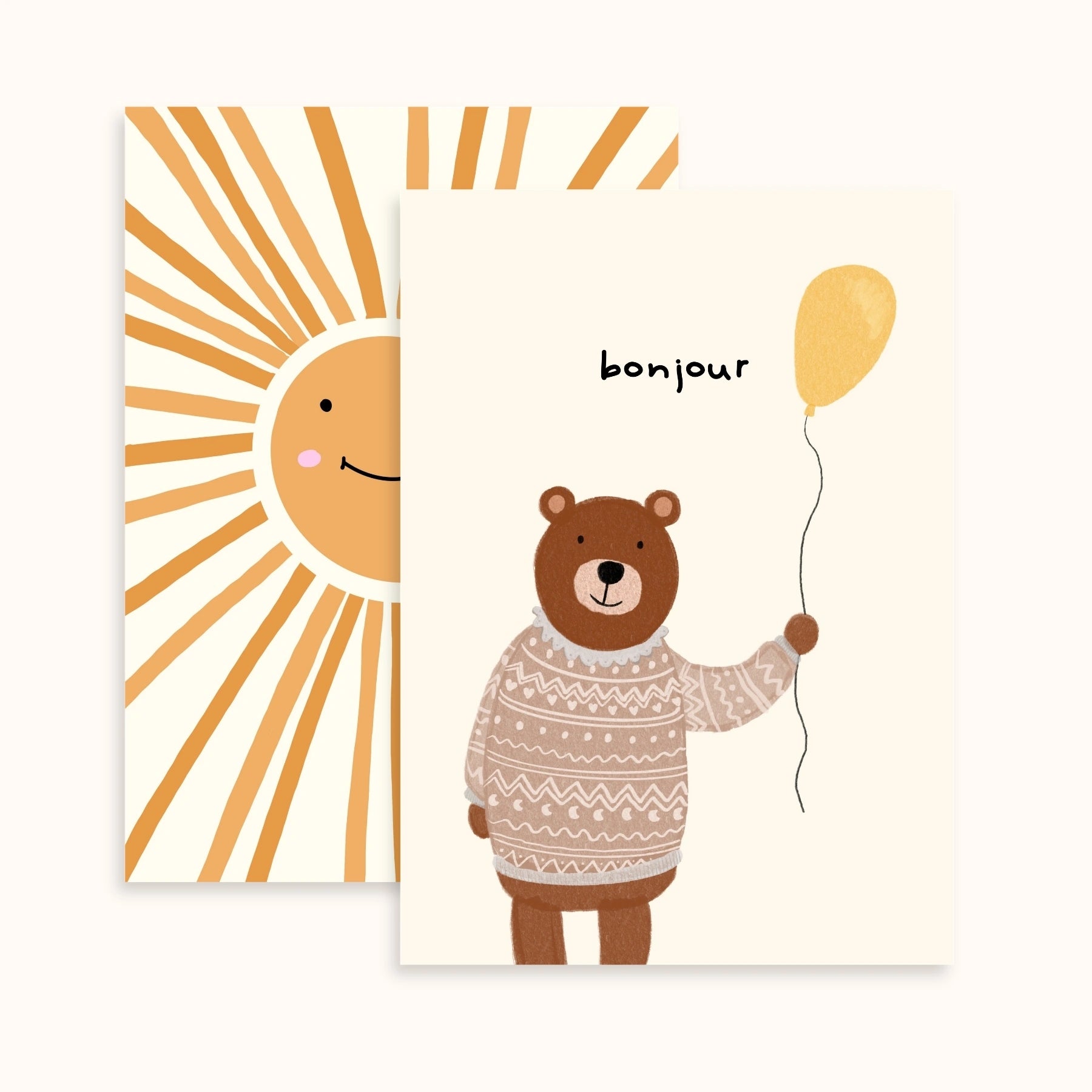 Sun and Bear Nursery Wall Art Set of 2