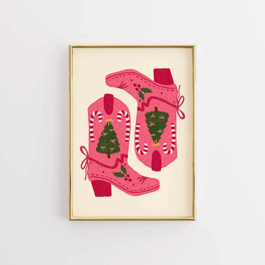 Christmas Cowboy Boots Poster