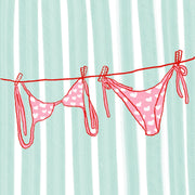 Pink Bikini and Blue Stripes - Coastal Wall Art