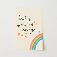 Décoration murale « Baby You're Magic » – Impression arc-en-ciel pour chambre d'enfant