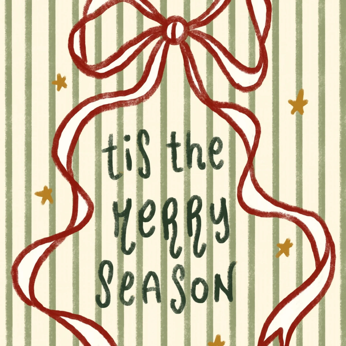 Tis the Merry Season with Striped Bow – Póster de Navidad